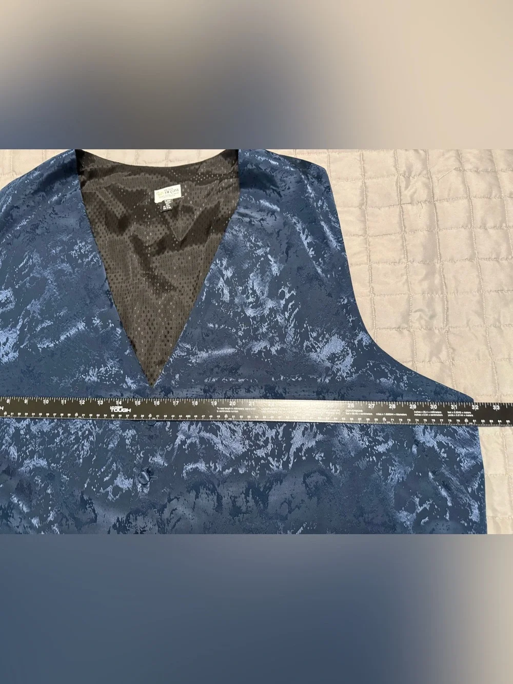 Men's blue black patterned vest Size 6XLT Formal Tuxedo Suit Waistcoat Wedding